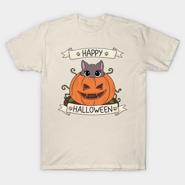 Cute Cat in Pumpkin - Halloween T-Shirt by valentinahramov